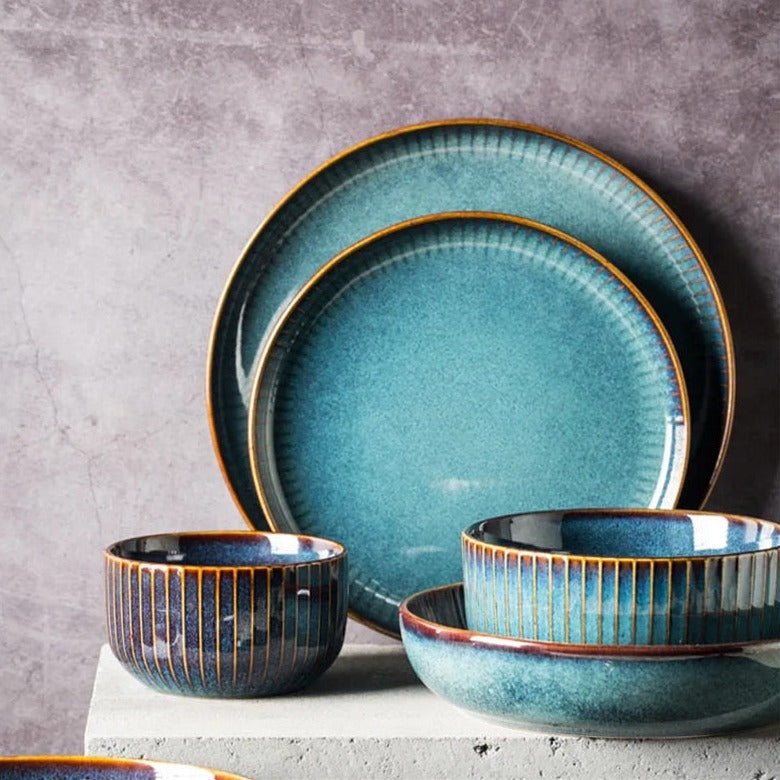 Set di stoviglie in ceramica Robin Blue