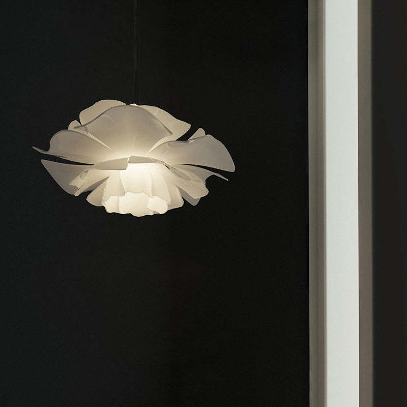 Bella Lampe à Suspension Design Moderne Fleur Blanc Métal Salon Chambre