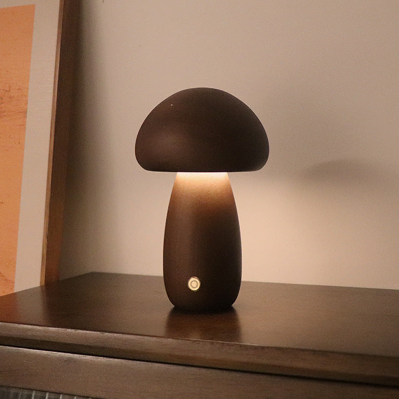 LUMONUIT | Veilleuse LED champignon en bois avec interrupteur tactile | Éclairage d'ambiance | Lampe adaptée aux enfants