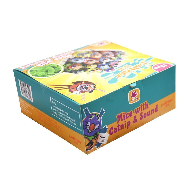 Catnip Craze Set: Färgglada plyschmöss med klockor (15-pack)