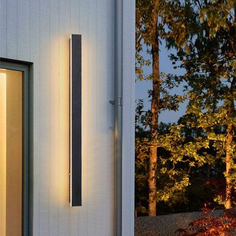 Lampade da Parete Edge a LED Design Moderno in Metallo Nero per Giardino e Corridoio