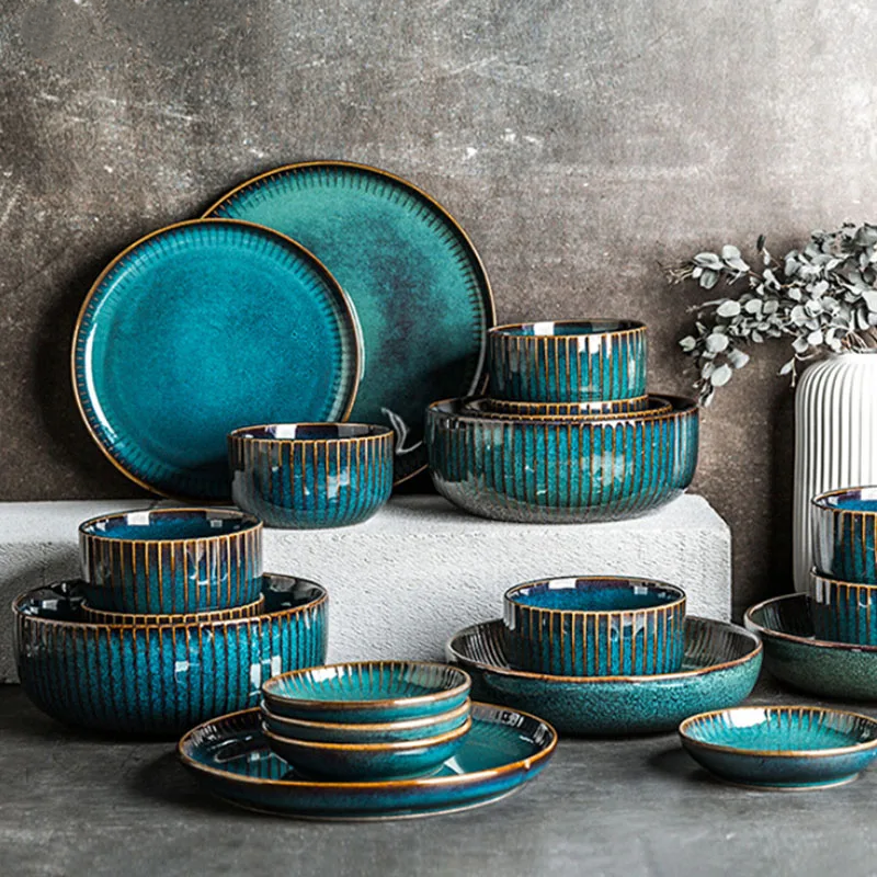 Set di stoviglie in ceramica Robin Blue