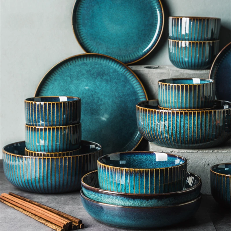 Set di stoviglie in ceramica Robin Blue