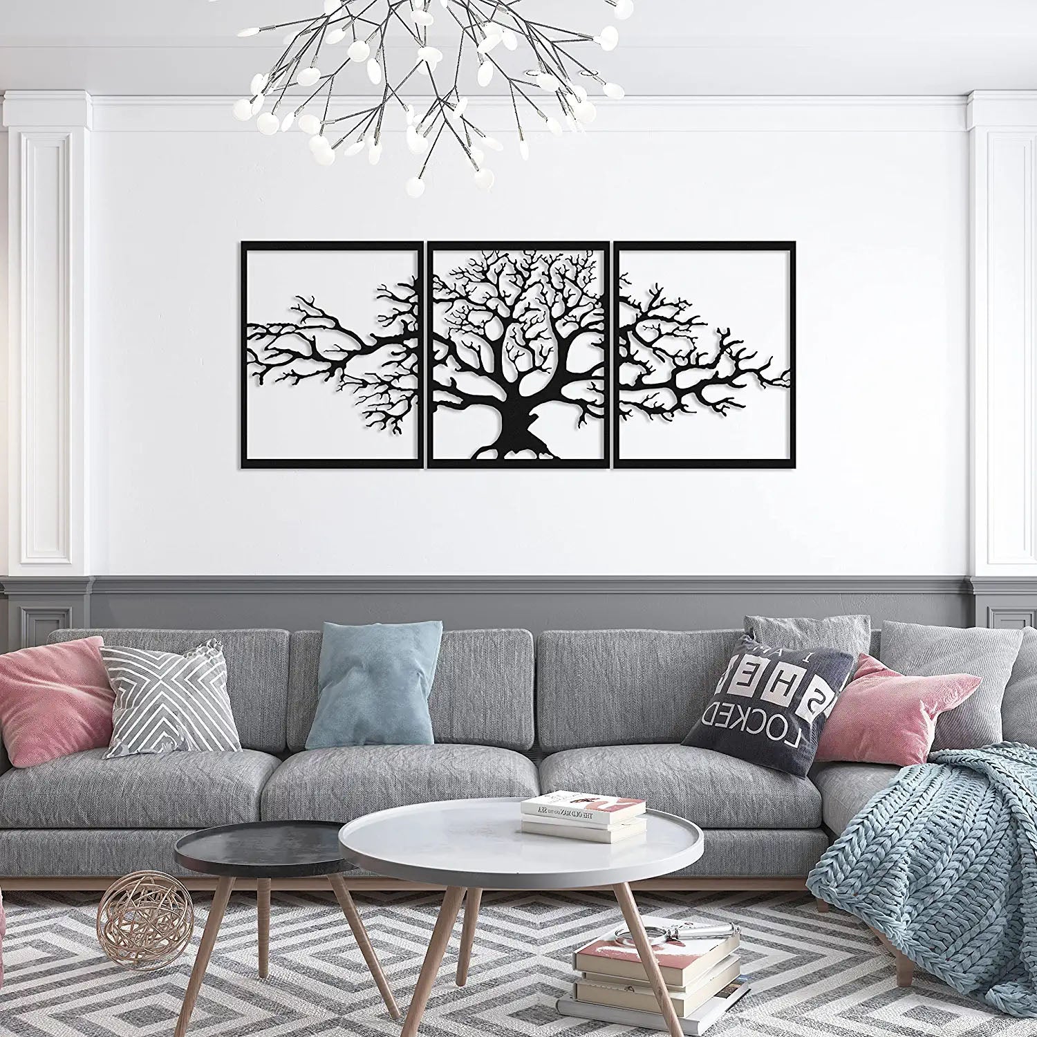 Decorazione da parete con albero della vita: elegante decorazione stagionale in metallo tagliato al laser per casa e ufficio