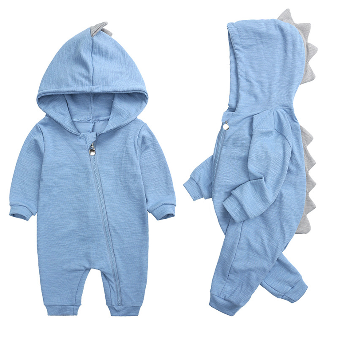 Baby-onesie met capuchon en dinosaurus