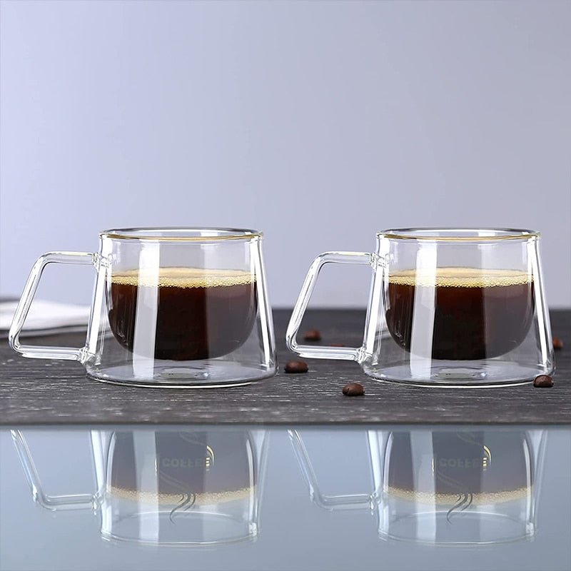 Doppelte Kaffeetasse aus Glas