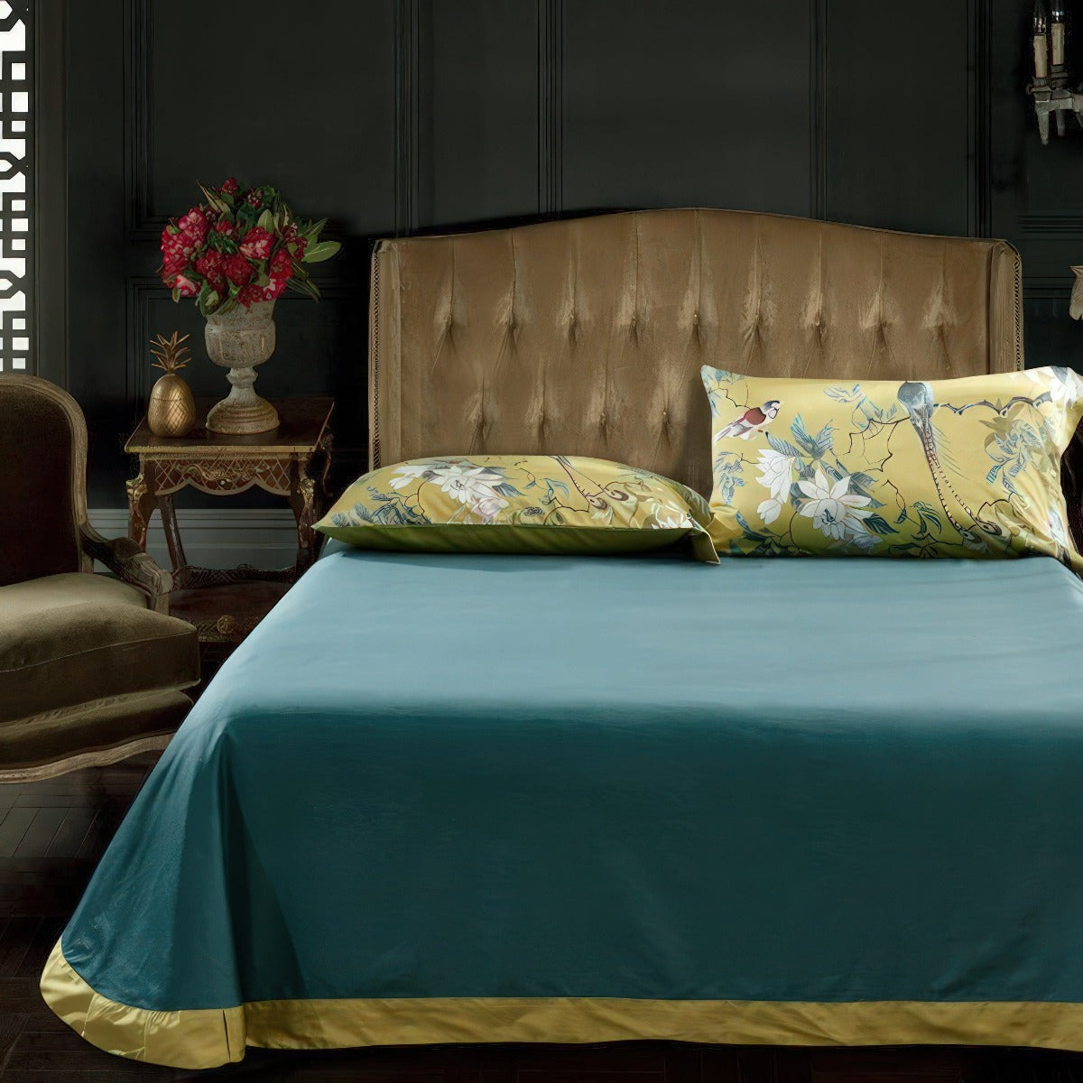 Set di biancheria da letto in cotone egiziano setoso giallo Solarosa