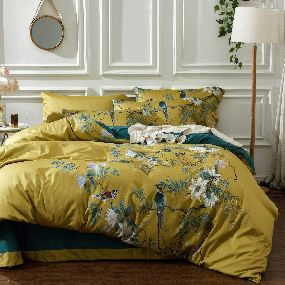 Set di biancheria da letto in cotone egiziano setoso giallo Solarosa