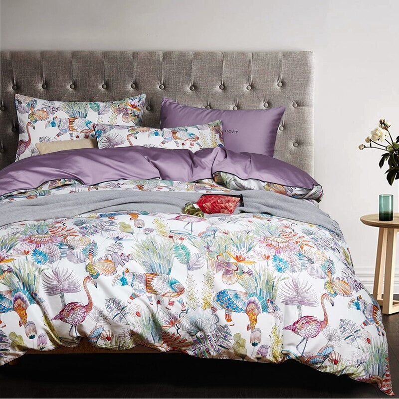 White Printed Egyptian Cotton Duvet Cover Set