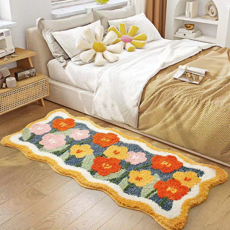 Fluffy Uregelmessig Floral Accent Rug