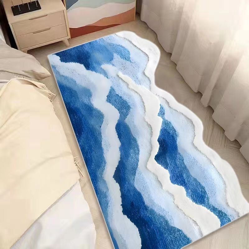 Alfombra decorativa para mesita de noche con ondas marinas azules