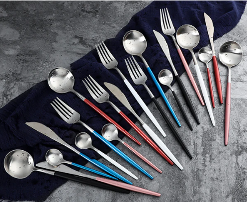 Luxury Stainless Steel 24-Piece Gold-Silver Cutlery Set