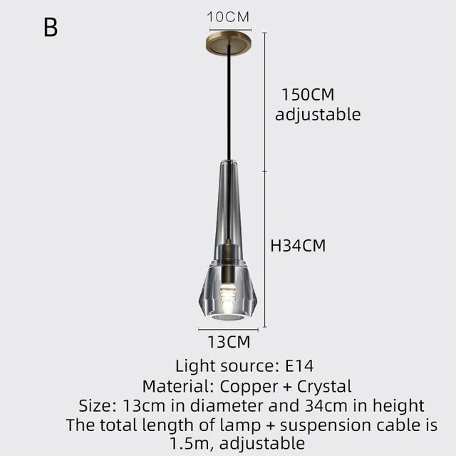 Single Benine - Postmodernit Full Copper + K9 Crystal LED-riippuvalot