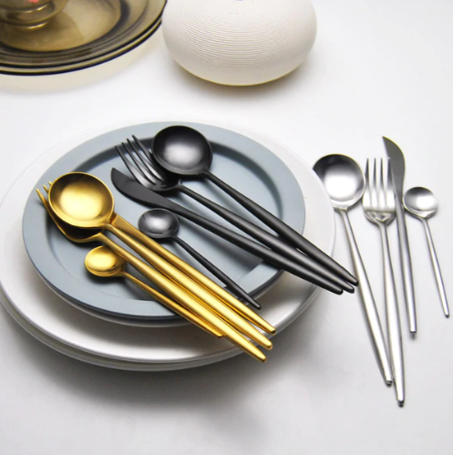 Luxury Stainless Steel 24-Piece Gold-Silver Cutlery Set