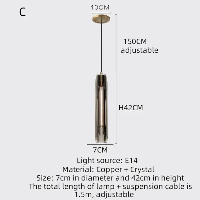 Single Benine - Postmodernit Full Copper + K9 Crystal LED-riippuvalot