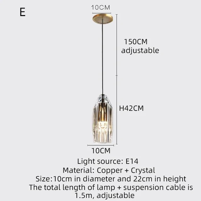 Single Benine - Postmodernit Full Copper + K9 Crystal LED-riippuvalot