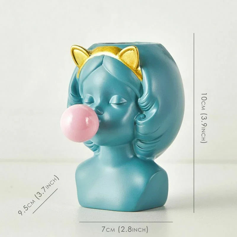 Vaso in ceramica con volto di ragazza Bubblegum carina