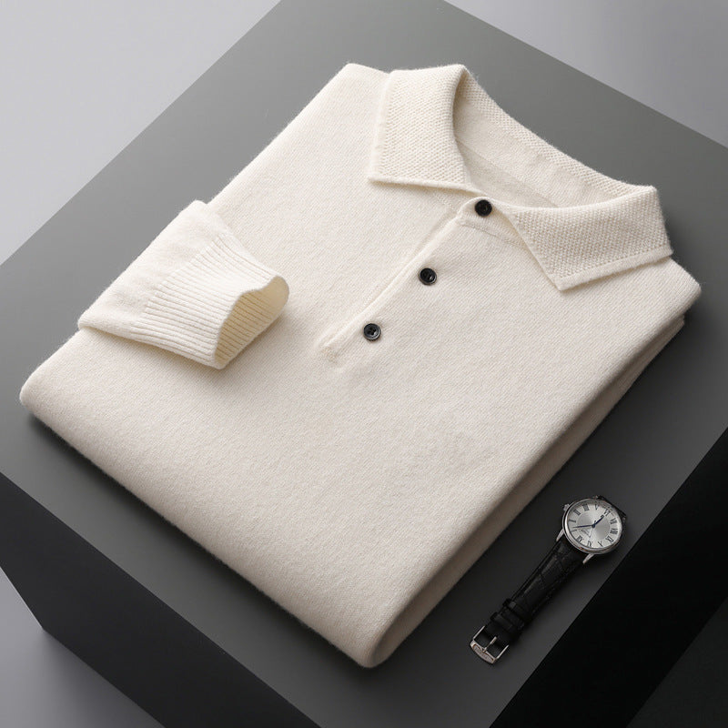 Polo a maniche lunghe in 100% cashmere