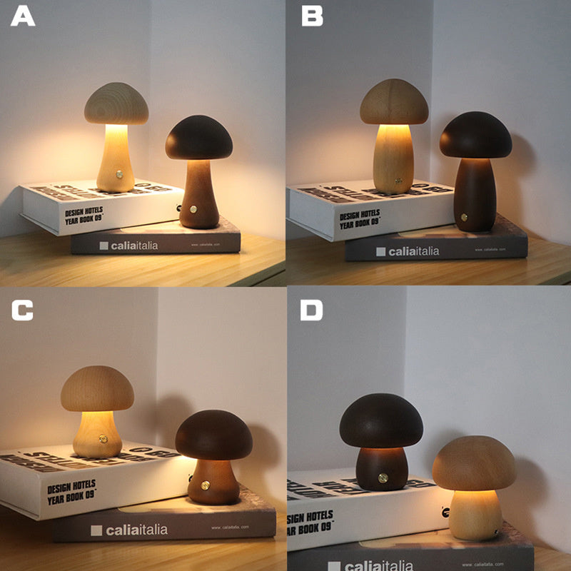 LUMONIGHT | LED-Nachtlicht „Pilz“ aus Holz mit Touch-Schalter | Stimmungsvolle Beleuchtung | Kinderfreundliche Lampe