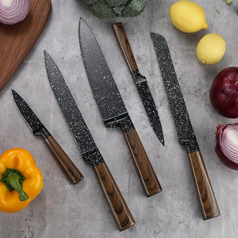 Ensemble de couteaux de cuisine allemands en acier de 12 pièces avec manche et bloc en bois japonais