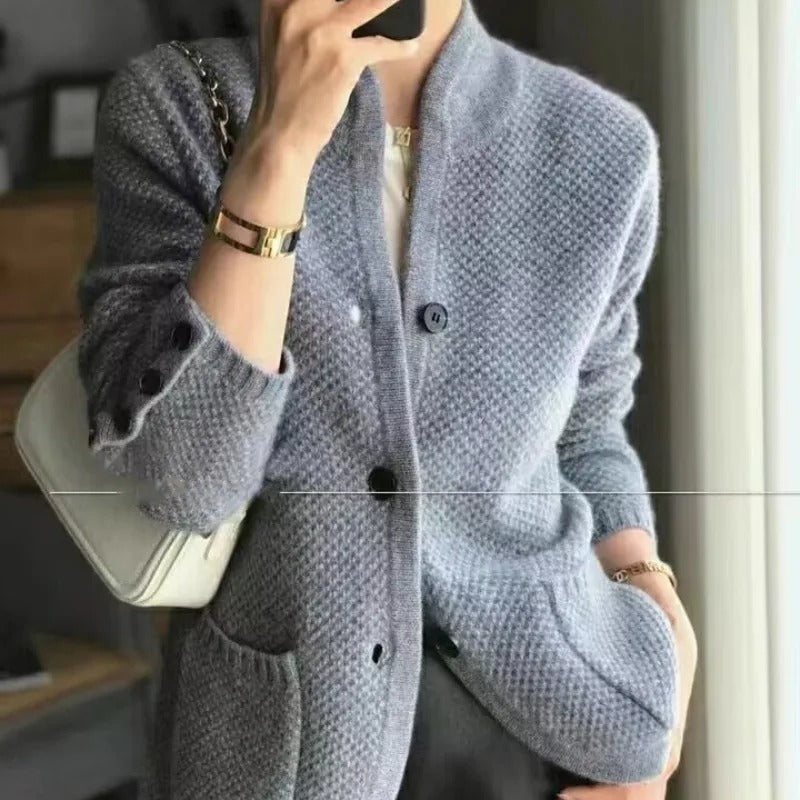 Veste pull en laine épaisse pour femme