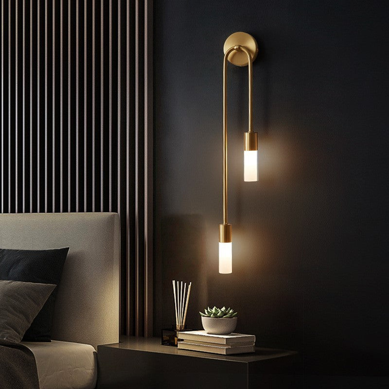 Meza moderne LED-wandlamp, 2-lichts, stok, goud, woonkamer