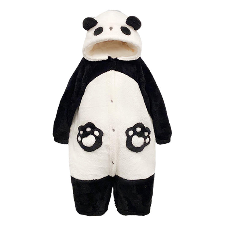 Kawaii Cartoon Panda Plysch Hood Pyjamas Set