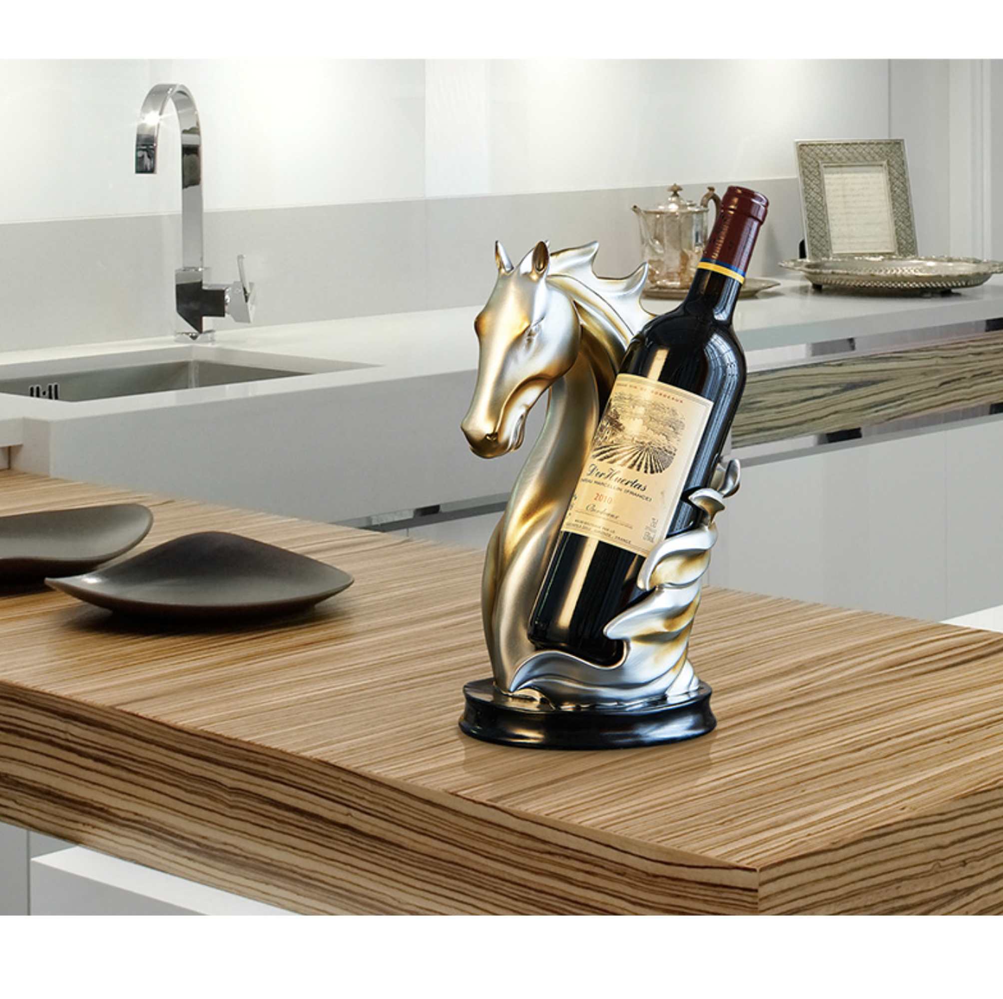 Gold or Blue Horse Wine Bottle Holder