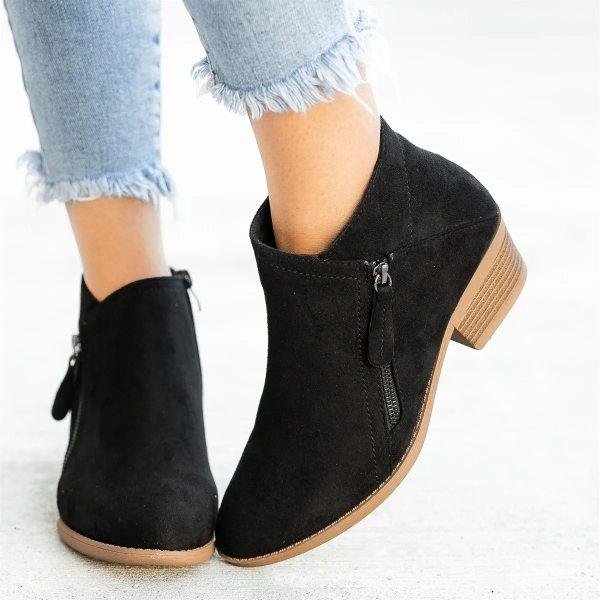 Celeste Mid-High Suede Boots with Zipper - Trendy Vegan Suede Footwear for Stylish Comfort