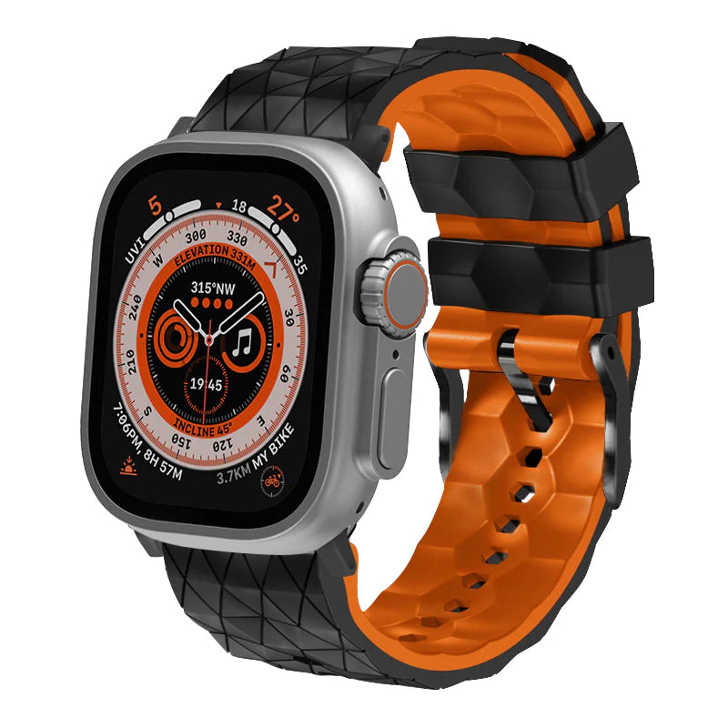 Bande de silicone de sport à motif de football bicolore pour Apple Watch