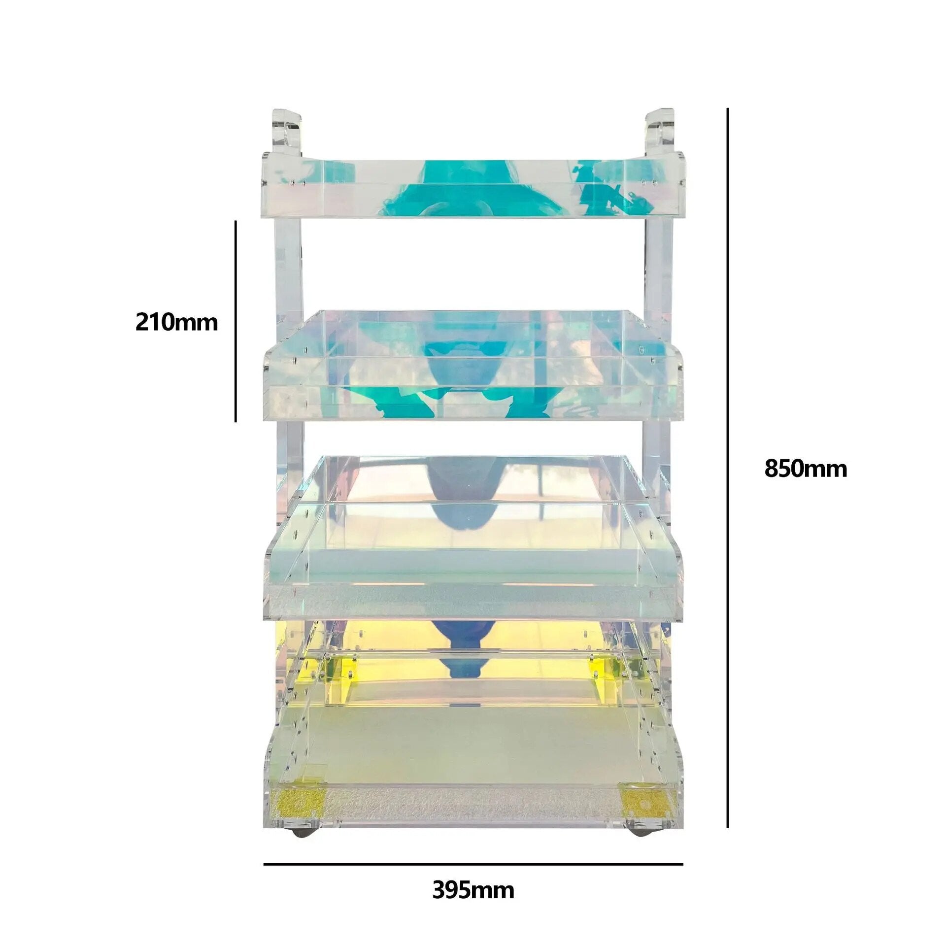 Four Tier Iridescent Acrylic Storage Trolley