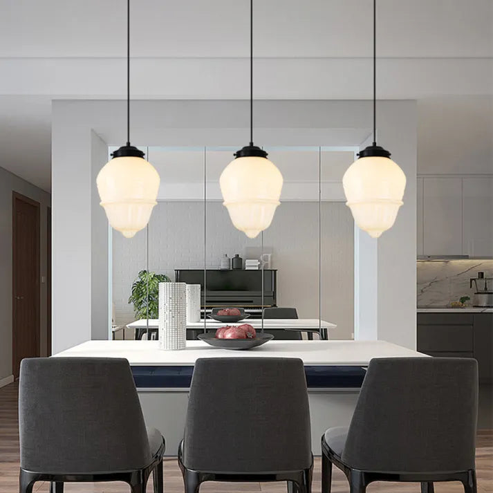 VintageGlow – Geometric Pendant Lamp in Matte Glass