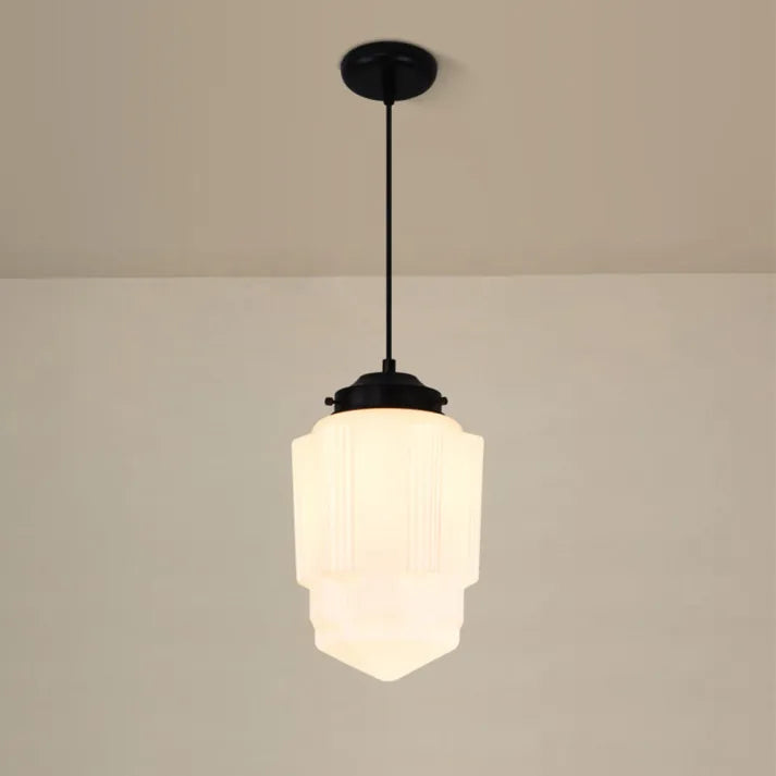 VintageGlow – Lampe à Suspension Géométrique en Verre Mat