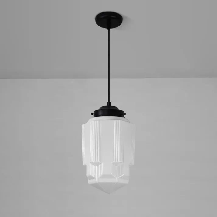 VintageGlow – Lampe à Suspension Géométrique en Verre Mat