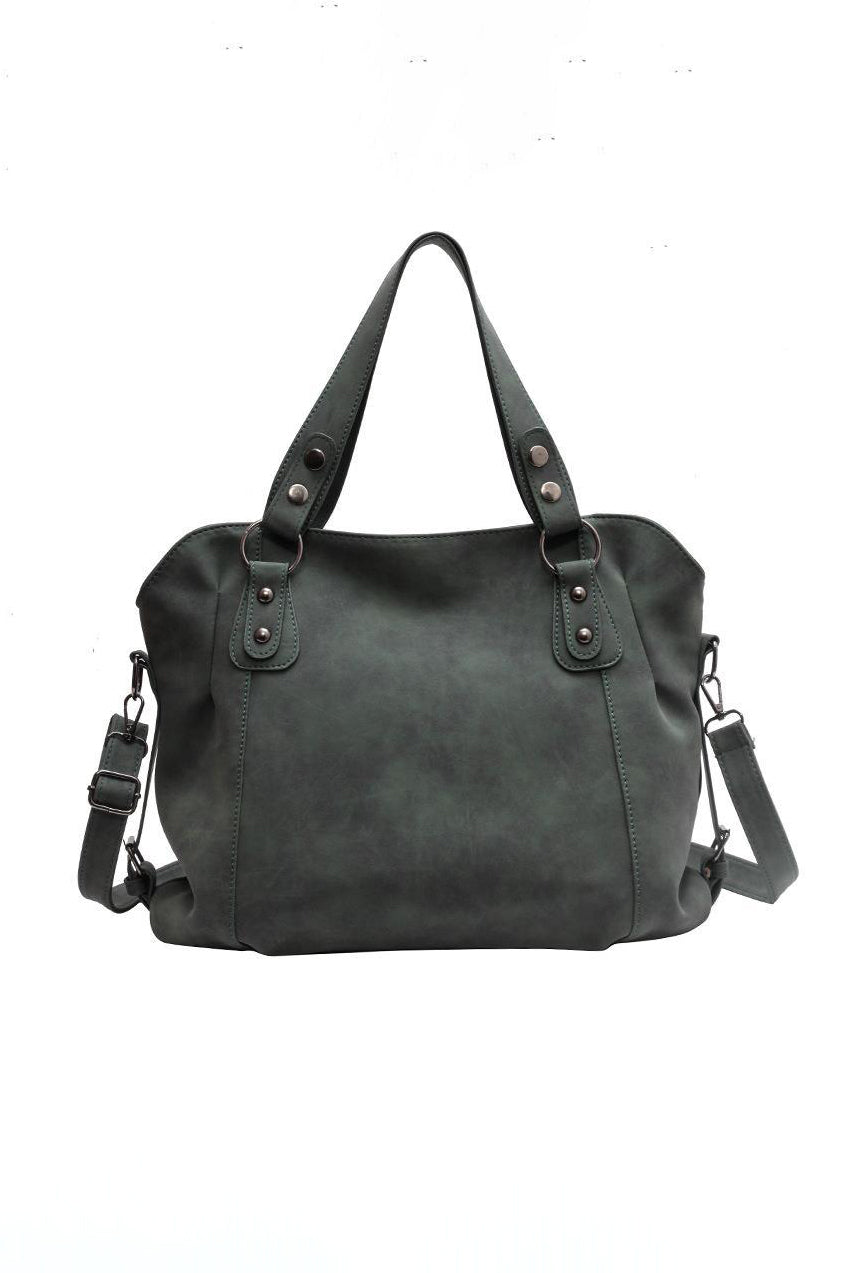 Stor Suede-stil Vintage Crossbody Tote Bag