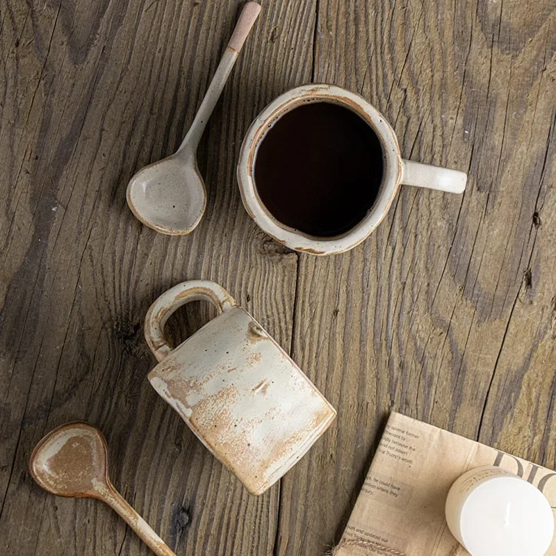 Ensemble de tasses à café en céramique blanc cassé Jaden