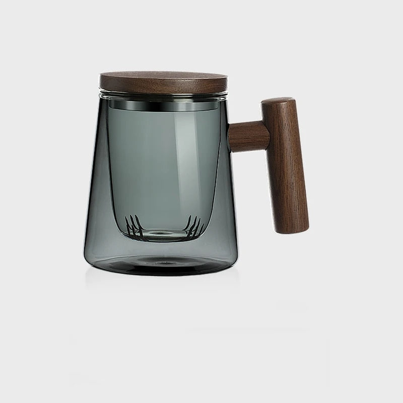 Lilo Wooden Glass Coffee Mug Set