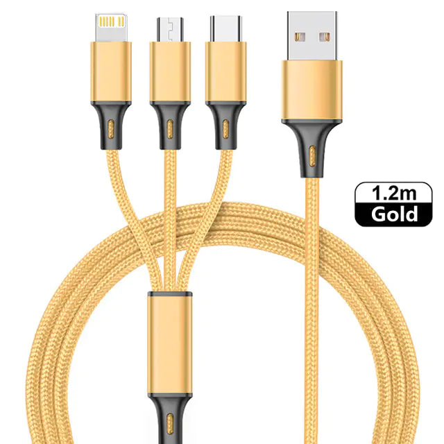 Cable USB 3 en 1 Tipo C – Cable universal de carga y datos