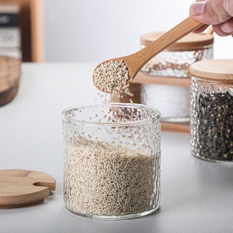 Hammered Glass Storage Jar Set