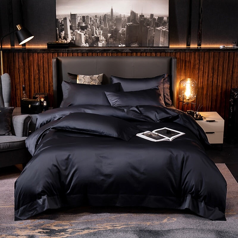 Hotel Lux Black Egyptian Cotton Duvet Cover Set (600 TC)