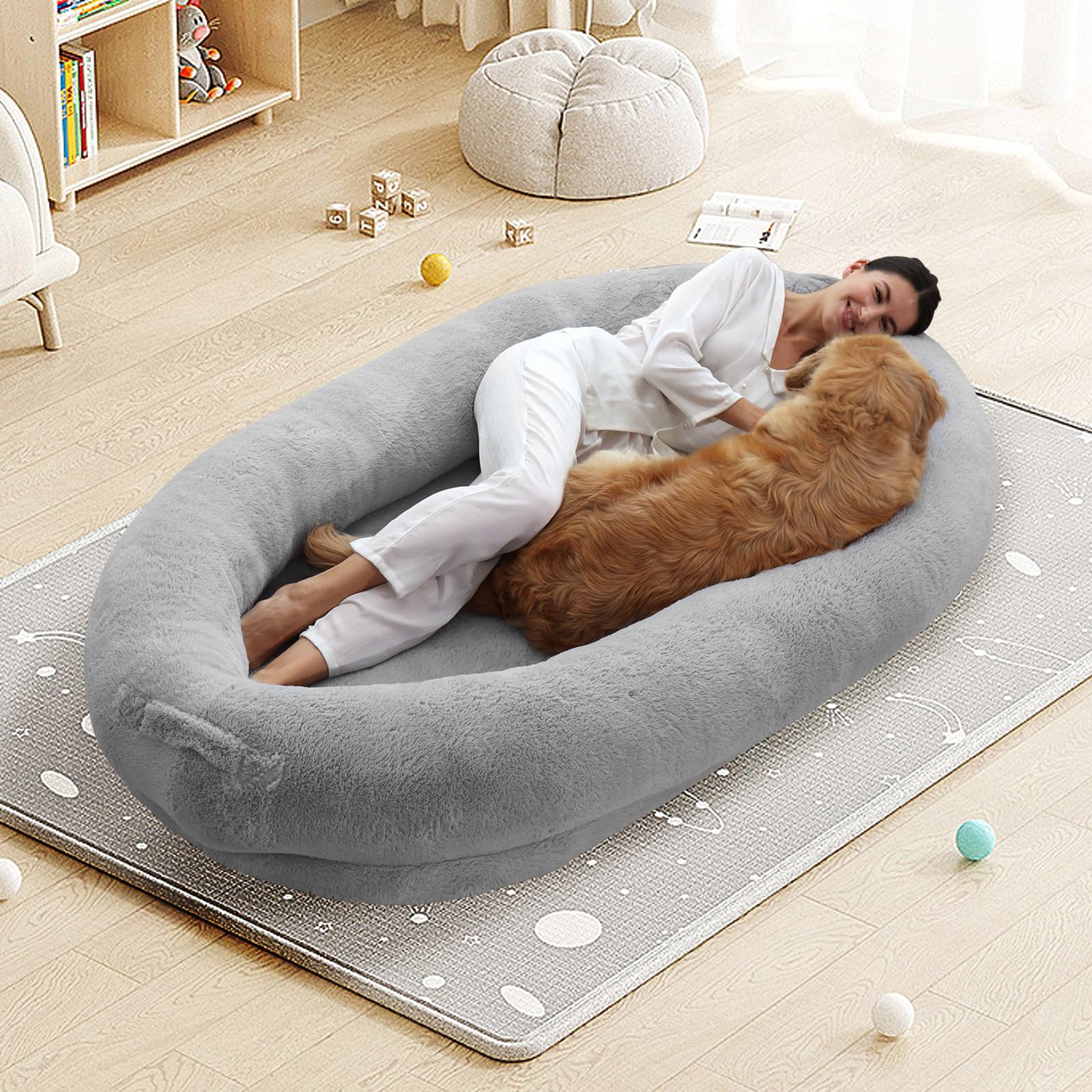 Purrfect Snuggle Haven : lit câlin à taille humaine pour animaux de compagnie