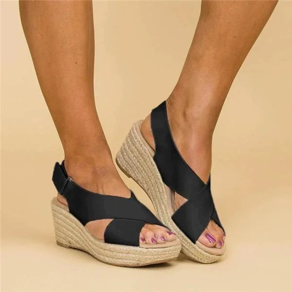 Mia - Black Orthopedic Sandals