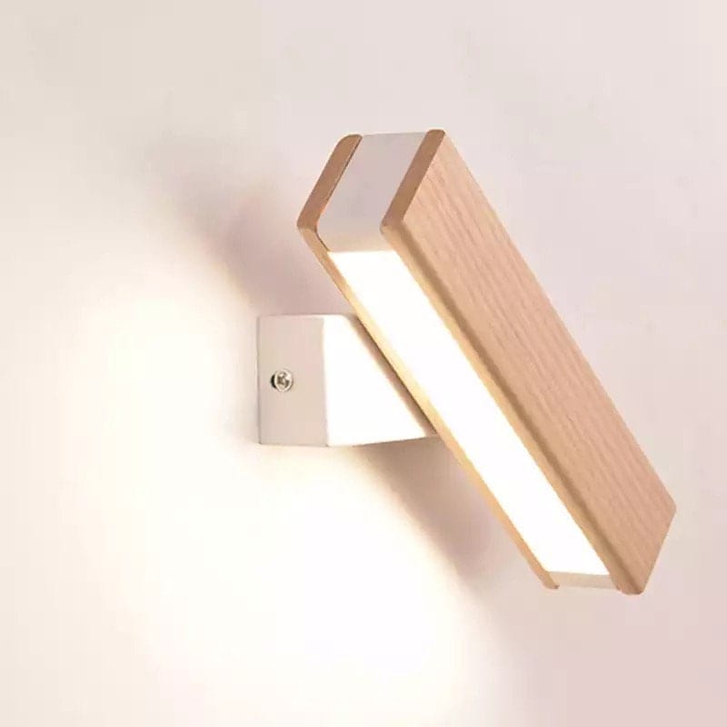 Lampe murale LED de chevet rotative en bois de frêne nordique