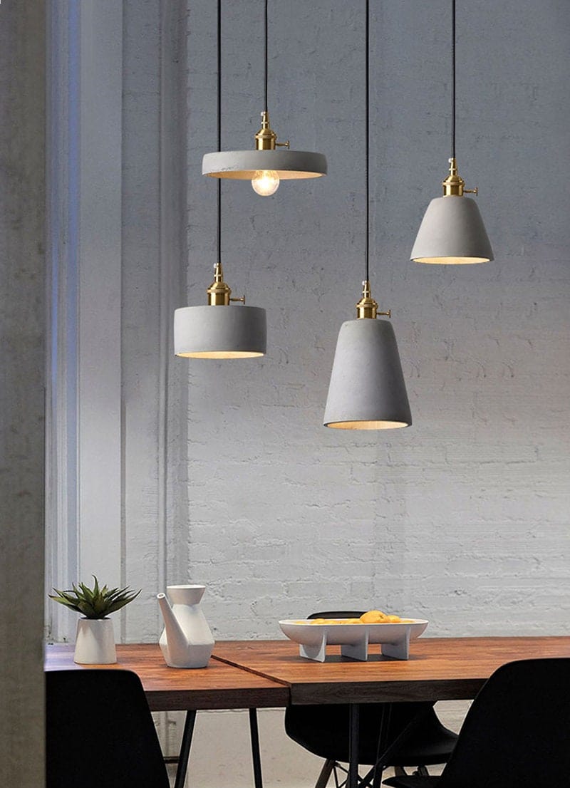 Handmade Artisanal Cement Pendant LED Light in Nordic Style - Bulb Included