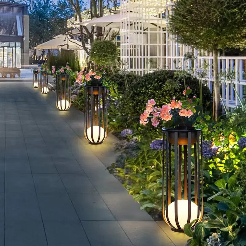 Luz solar para soporte de flores: elegante iluminación exterior con energía solar, decoración de jardín resistente a la intemperie