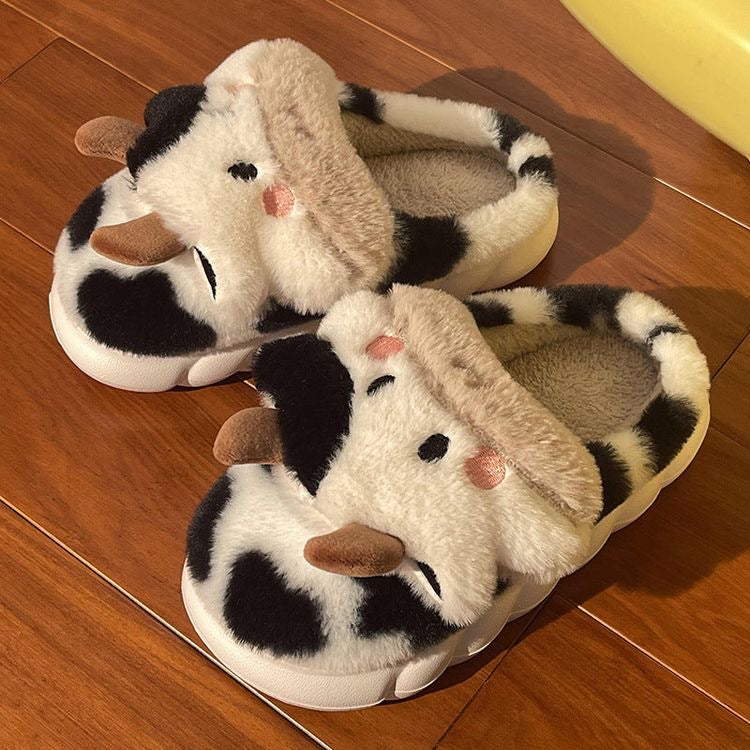 Pantuflas de vaca mullidas