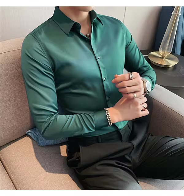 Camisa Clássica Masculina Respirável Confortável e Resistente a Rugas