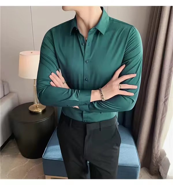 Camicia da uomo classica traspirante, comoda e resistente alle pieghe