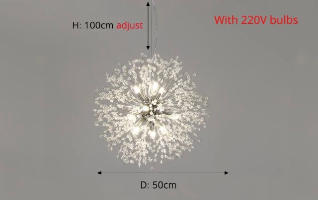 Moderne paardenbloem kristallen hanglamp