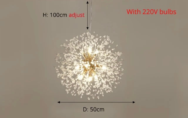 Moderni Dandelion Crystal -riippuvalaisin